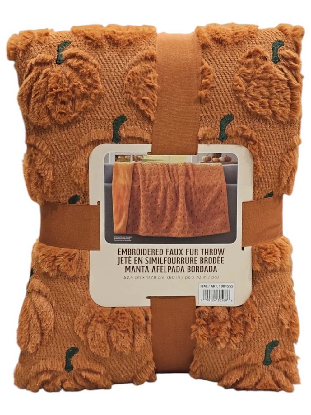 NWT Costco Halloween Faux Fur Throw Blanket Pumpkin 🎃🧡